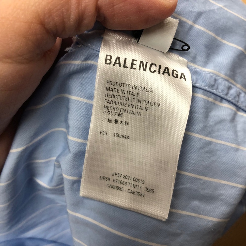 Balenciaga Striped Wrap Dress Womens 36 FR 4 Blue White Sleeveless Midi Nautical - Picture 7 of 11